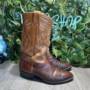 Mens‎ Leather Nocona Brown Lizard Print Cowboy Boots 29060 USA 1970s, Size 9.5E Mens Leather Nocona Brown Lizard Print Cowboy Boots 29060  main image 2